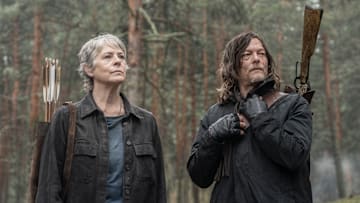 Norman Reedus as Daryl Dixon, Melissa McBride as Carol Peletier - The Walking Dead: Daryl Dixon _ Season 3, Episode 4 - Photo Credit: Carla Oset/AMC