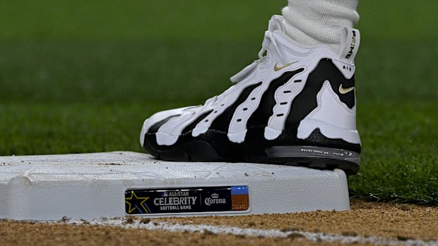 Jul 13, 2024; Arlington, TX, USA; A view of the shoes of Colorado Buffalos head coach and former MLB and NFL player Deion San