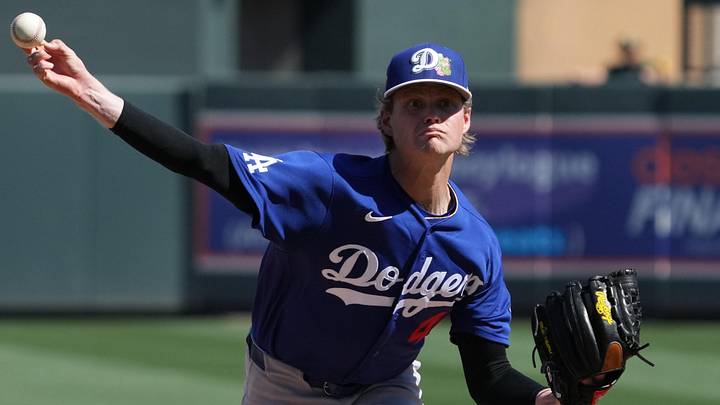 Mar 2, 2026; Salt River Pima-Maricopa, Arizona, USA; Los Angeles Dodgers pitcher Ryder Ryan (40) throws against the Colorado Rockies in the first inning at Salt River Fields at Talking Stick. Mandatory Credit: Rick Scuteri-Imagn Images