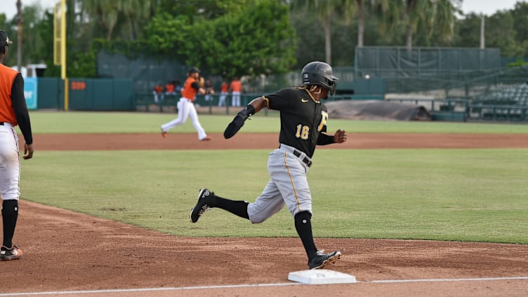 (FCL) Pirates' Shalin Polanco rounds third base. The Florida Complex League (FCL) Orioles played