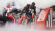 Dec 15, 2024; Houston Texans offensive tackle Laremy Tunsil (78) runs onto the field before the game against the Miami Dolphins at NRG Stadium. Mandatory Credit: Troy Taormina-Imagn Images