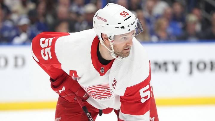 Mar 9, 2019; Tampa, FL, USA; Detroit Red Wings defenseman Niklas Kronwall (55) during the first period at Amalie Arena. Mandatory Credit: Kim Klement-Imagn Images