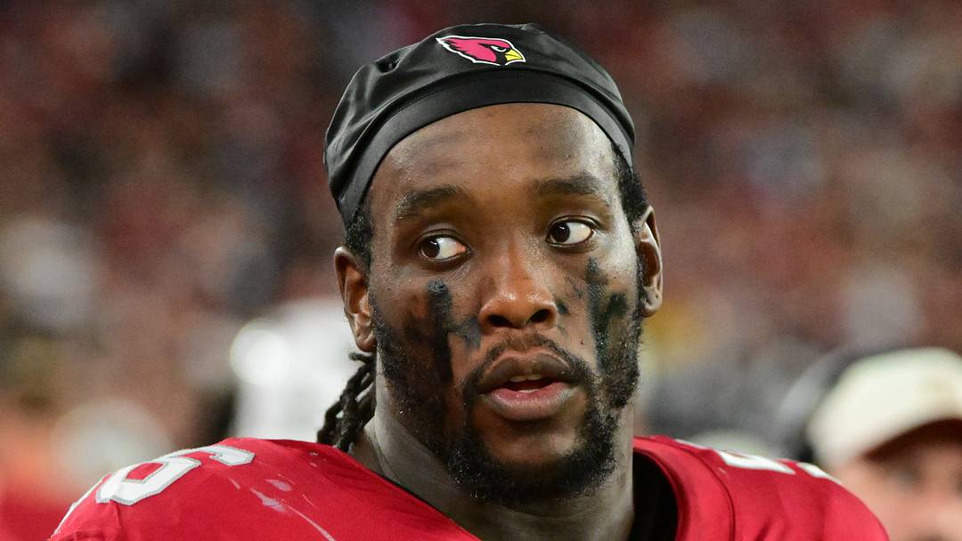 Aug 22, 2026; Glendale, Arizona, USA;  Arizona Cardinals defensive end Darius Robinson (56) looks on in the first half against the Dallas Cowboys at State Farm Stadium.  Mandatory Credit: Matt Kartozian-Imagn Images