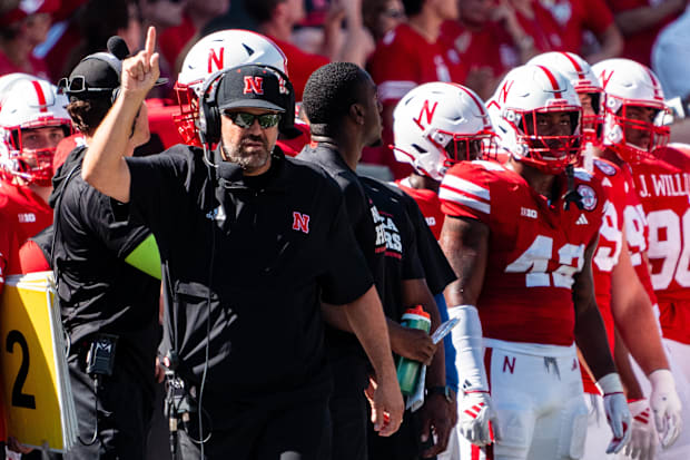Nebraska Cornhuskers head coach Matt Rhule reacts during the second quarter against the UTEP Miners at Memorial Stadium. 