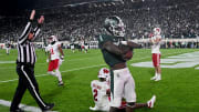 Oct 15, 2022; East Lansing, Michigan, USA;  Michigan State Spartans wide receiver Jayden Reed (1)