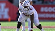 Former Temple Owls offensive lineman James Faminu (62) in action during the second quarter against the Houston Cougars at TDECU Stadium. 