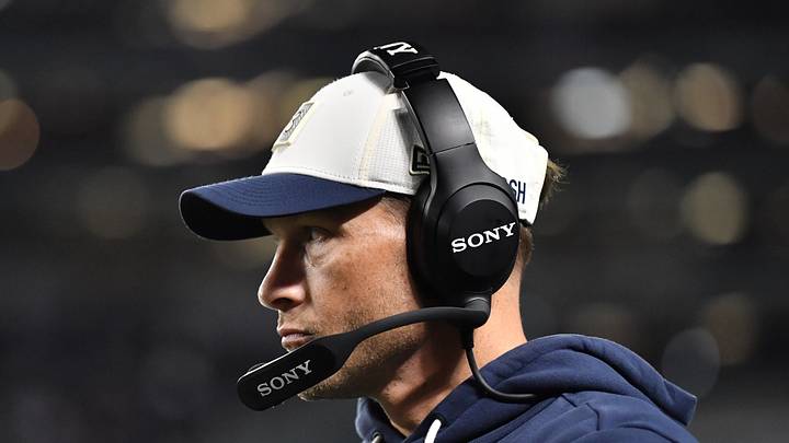 Sep 28, 2026; Chicago, Illinois, USA;  Chicago Bears head coach Ben Johnson looks on during the first half against the Philadelphia Eagles at Soldier Field.  Mandatory Credit: Patrick Gorski-Imagn Images