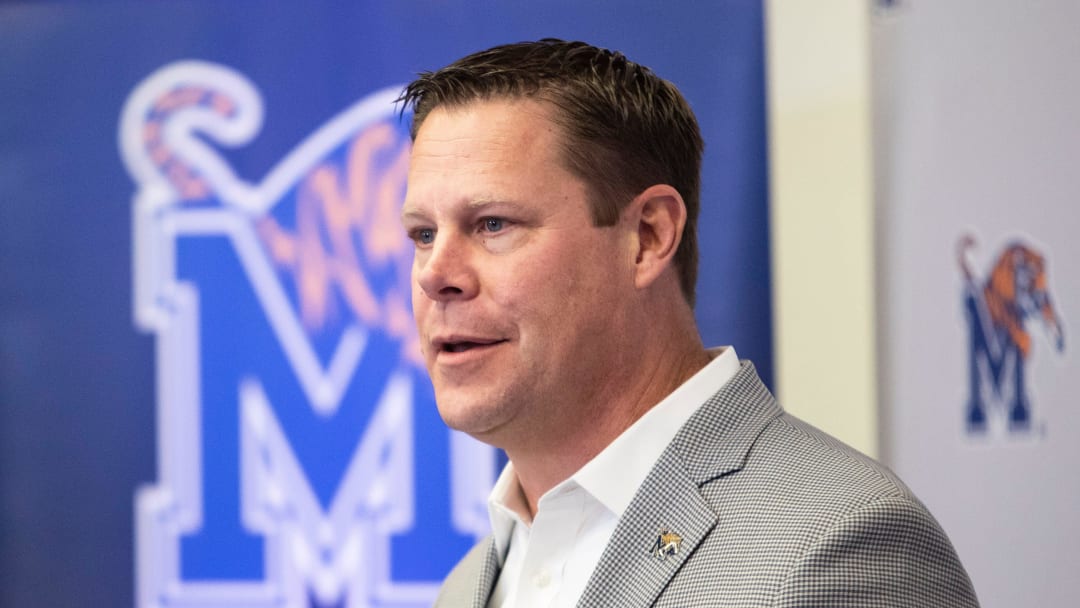 Memphis Director of Athletics,Laird Veatch, speaks at a press conference at the Billy J. Murphy