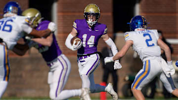 CPA’s Owen Cabell (14) runs the ball against BGA during the first quarter of the Division II-AA championship game at Finley Stadium in Chattanooga, Tenn., Thursday, Dec. 5, 2024.