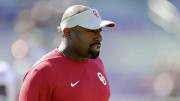 Oct 1, 2016; Fort Worth, TX, USA; Oklahoma Sooners assistant defensive coordinator Kerry Cooks before the game against the TCU Horned Frogs at Amon G. Carter Stadium.