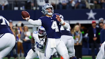 Dallas Cowboys quarterback Dak Prescott throws a pass against the Detroit Lions