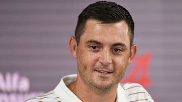 Alabama offensive coordinator Tommy Rees speaks to members of the media Sunday, August 6, 2023.