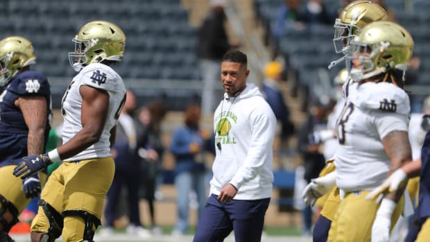 Marcus Freeman during the Notre Dame spring game in 2024