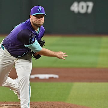 May 16, 2025; Phoenix, Arizona, USA;  Arizona Diamondbacks pitcher Corbin Burnes (39) throws in the third inning against the Colorado Rockies at Chase Field. Mandatory Credit: Matt Kartozian-Imagn Images