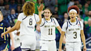 Hidalgo (3) led the Fighting Irish with 21 points in their 76–55 win over the Wolverines. 