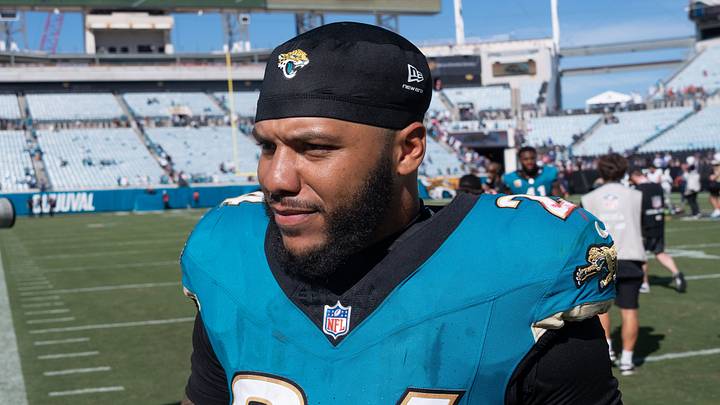 Jacksonville Jaguars running back Chris Rodriguez Jr. (24) walks off the field after an NFL football game at EverBank Stadium, Sunday, September 27, 2026, in Jacksonville, Fla.