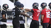 Jul 24, 2025; Houston, TX, USA; Houston Texans wide receiver Nico Collins (12) and quarterback C.J. Stroud (7) during training camp at Houston Methodist Training Center. Mandatory Credit: Troy Taormina-Imagn Images