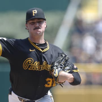 Aug 4, 2024; Pittsburgh, Pennsylvania, USA;  Pittsburgh Pirates starting pitcher Paul Skenes (30) pitches against the Arizona Diamondbacks during the fourth inning at PNC Park. Mandatory Credit: Charles LeClaire-USA TODAY Sports