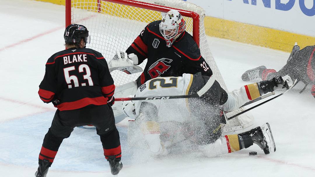 Jun 11, 2026; Raleigh, North Carolina, USA; Vegas Golden Knights center Nic Dowd (26) collides with Carolina Hurricanes goaltender Brandon Bussi (32) during the second period in game five of the 2026 Stanley Cup Final at Lenovo Center. Mandatory Credit: Nathan Ray Seebeck-Imagn Images Jun 11, 2026; Raleigh, North Carolina, USA; Vegas Golden Knights center Nic Dowd (26) collides with Carolina Hurricanes goaltender Brandon Bussi (32) during the second period in game five of the 2026 Stanley Cup Final at Lenovo Center. Mandatory Credit: Nathan Ray Seebeck-Imagn Images