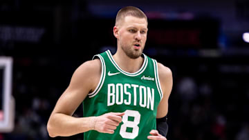 Boston Celtics center Kristaps Porzingis against the New Orleans Pelicans