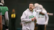 Oregon head coach Dan Lanning leads practice with the Ducks Thursday, April 20, 2023 at the Moshofsky Center in Eugene, Ore.

Sports Spring Football