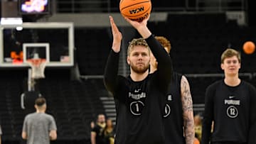 Purdue Boilermakers forward Caleb Furst (1)   practices