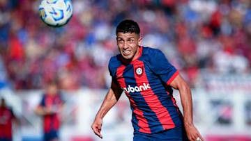 Alexis Cuello of San Lorenzo seen in action during the match...