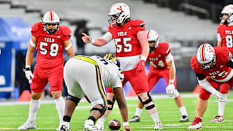 Yelm lost plenty of seniors in its defensive front from last fall, but Shane Creegan (55) will be a key two-way performer in 2024.