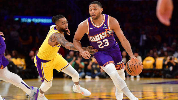 Phoenix Suns guard Eric Gordon (23) drives against the Los Angeles Lakers at Crypto.com Arena.