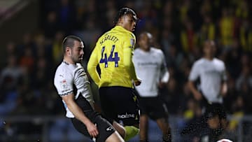 Dane Scarlett scoring his third goal in a week against Derby County 