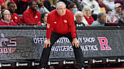 Mar 9, 2025; Piscataway, New Jersey, USA; Rutgers Scarlet Knights head coach Steve Pikiell looks on during the second half against the Minnesota Golden Gophers at Jersey Mike's Arena. Mandatory Credit: Vincent Carchietta-Imagn Images