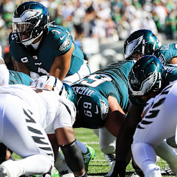 Oct 27, 2024; Cincinnati, Ohio, USA; Philadelphia Eagles quarterback Jalen Hurts (1) snaps the ball against the Cincinnati Bengals in the first half at Paycor Stadium. Mandatory Credit: Katie Stratman-Imagn Images