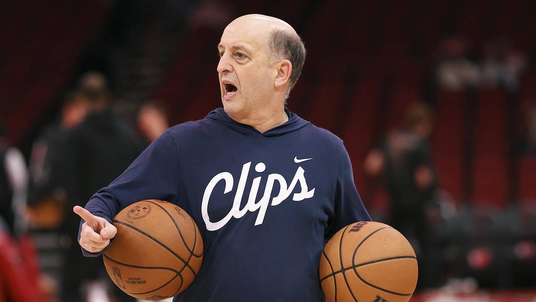 Feb 10, 2026; Houston, Texas, USA; Los Angeles Clippers assistant coach Jeff Van Gundy walks on the court before the game against the Houston Rockets at Toyota Center. Mandatory Credit: Troy Taormina-Imagn Images