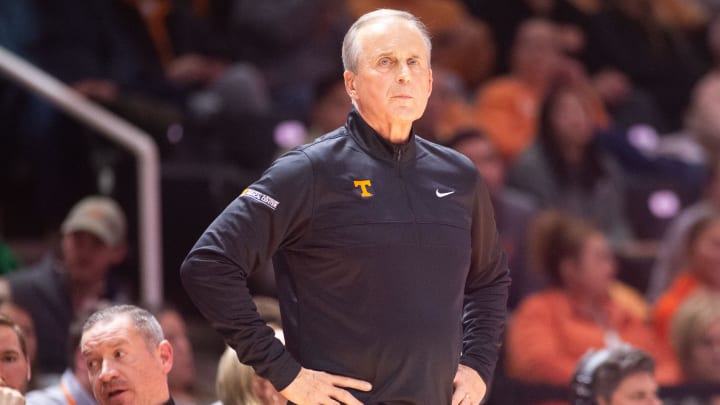 Tennessee Head Coach Rick Barnes watches on during the NCAA men's basketball match between the Tennessee Volunteers and the Vanderbilt Commodores in Thompson-Boiling Arena on Tuesday, Jan. 10, 2022.

Tennesseevsvandy0110 1637