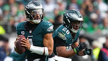 Jalen Hurts #1, Saquon Barkley #26, Philadelphia Eagles