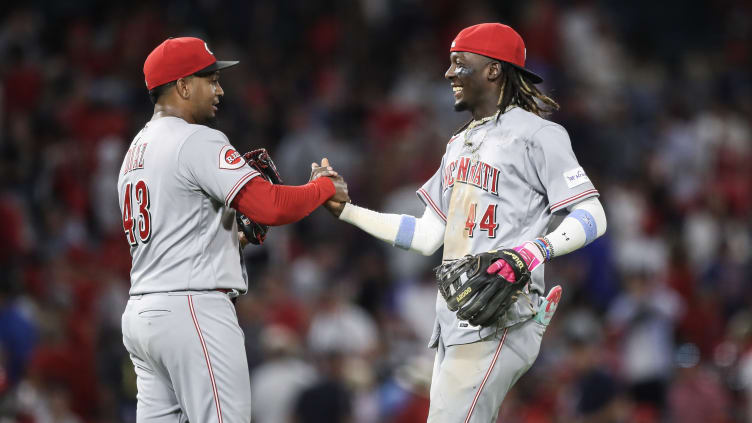 Cincinnati Reds players Alexis Diaz, Elly De La Cruz