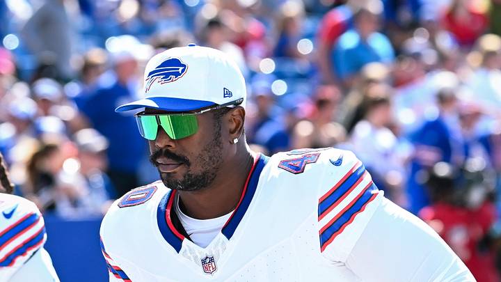 Aug 10, 2024; Orchard Park, New York, USA; Buffalo Bills linebacker Von Miller (40) leaves the field after a pre-season game against the Chicago Bears at Highmark Stadium. 