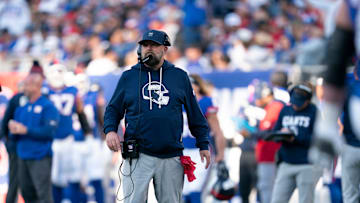 New York Giants head coach Brian Daboll steps onto the field during a week 9 game between New York Giants and San Francisco 49ers at MetLife Stadium on Sunday, Nov. 2, 2025.