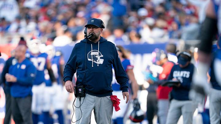 New York Giants head coach Brian Daboll steps onto the field during a week 9 game between New York Giants and San Francisco 49ers at MetLife Stadium on Sunday, Nov. 2, 2025.