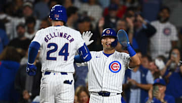 Chicago Cubs outfielders Cody Bellinger, Seiya Suzuki