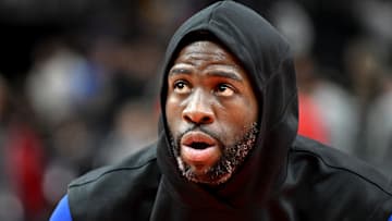 Draymond Green #23 of the Golden State Warriors looks on against the Atlanta Hawks.