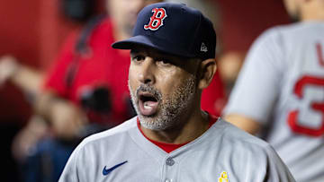 Sep 7, 2025; Phoenix, Arizona, USA; Boston Red Sox manager Alex Cora against the Arizona Diamondbacks at Chase Field.