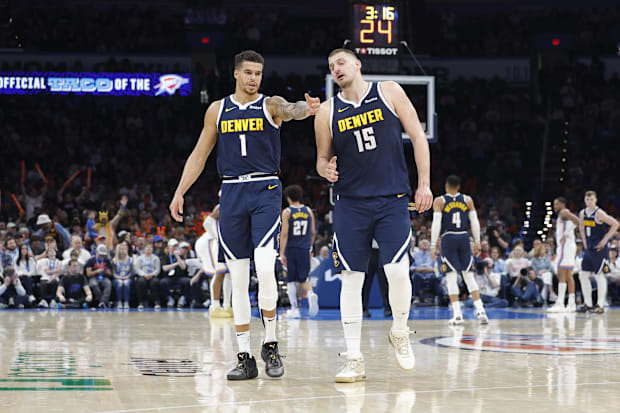 Denver Nuggets striker Michael Porter Jr. (1) and the Nikola Jokic Center (15) 