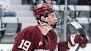 Massachusetts sophomore forward Mikey DeAngelo scored two goals to help lead a 2-1 overtime victory at Providence on Nov. 20, 2025. 