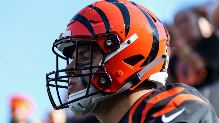 Nov 6, 2022; Cincinnati, Ohio, USA; Cincinnati Bengals defensive end Trey Hendrickson (91) runs onto the field prior to the game against the Carolina Panthers at Paycor Stadium. Mandatory Credit: Katie Stratman-Imagn Images