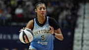 Chicago Sky forward Angel Reese is averaging 10.4 points, 11.9 rebounds and 3.5 assists during the 2025 season.