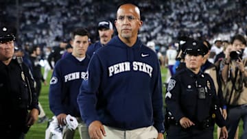 Penn State football head coach James Franklin walks off the field following the game against the Northwestern