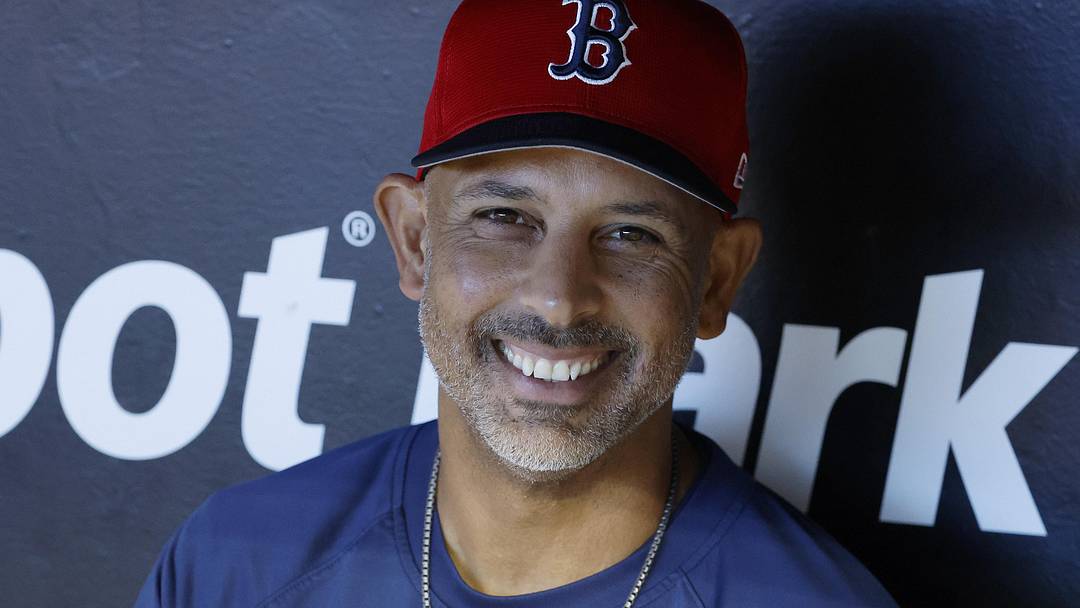 Jul 2, 2024; Miami, Florida, USA;  Boston Red Sox manager Alex Cora (13) speaks with the media before the game against the Miami Marlins at loanDepot Park. Mandatory Credit: Rhona Wise-Imagn Images