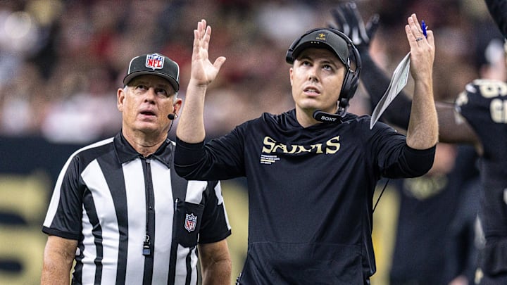New Orleans Saints head coach Kellen Moore is in his first season with the organization.