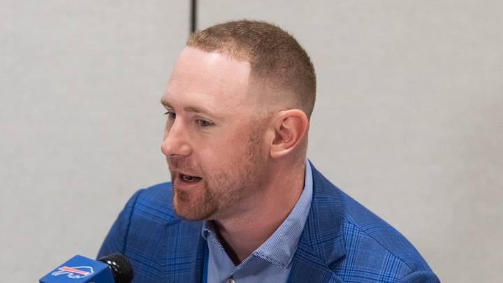 Mar 31, 2026; Phoenix, AZ, USA; Buffalo Bills head coach Joe Brady during the 2026 NFL Annual League Meeting at the Arizona Biltmore. Mandatory Credit: Mark J. Rebilas-Imagn Images